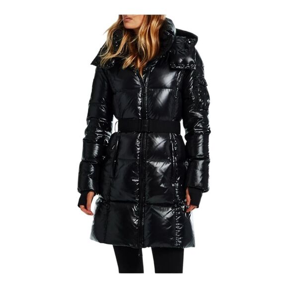 Sam Soho Quilted puffer Hooded Coat In‎ Black Size S - Picture 1 of 16